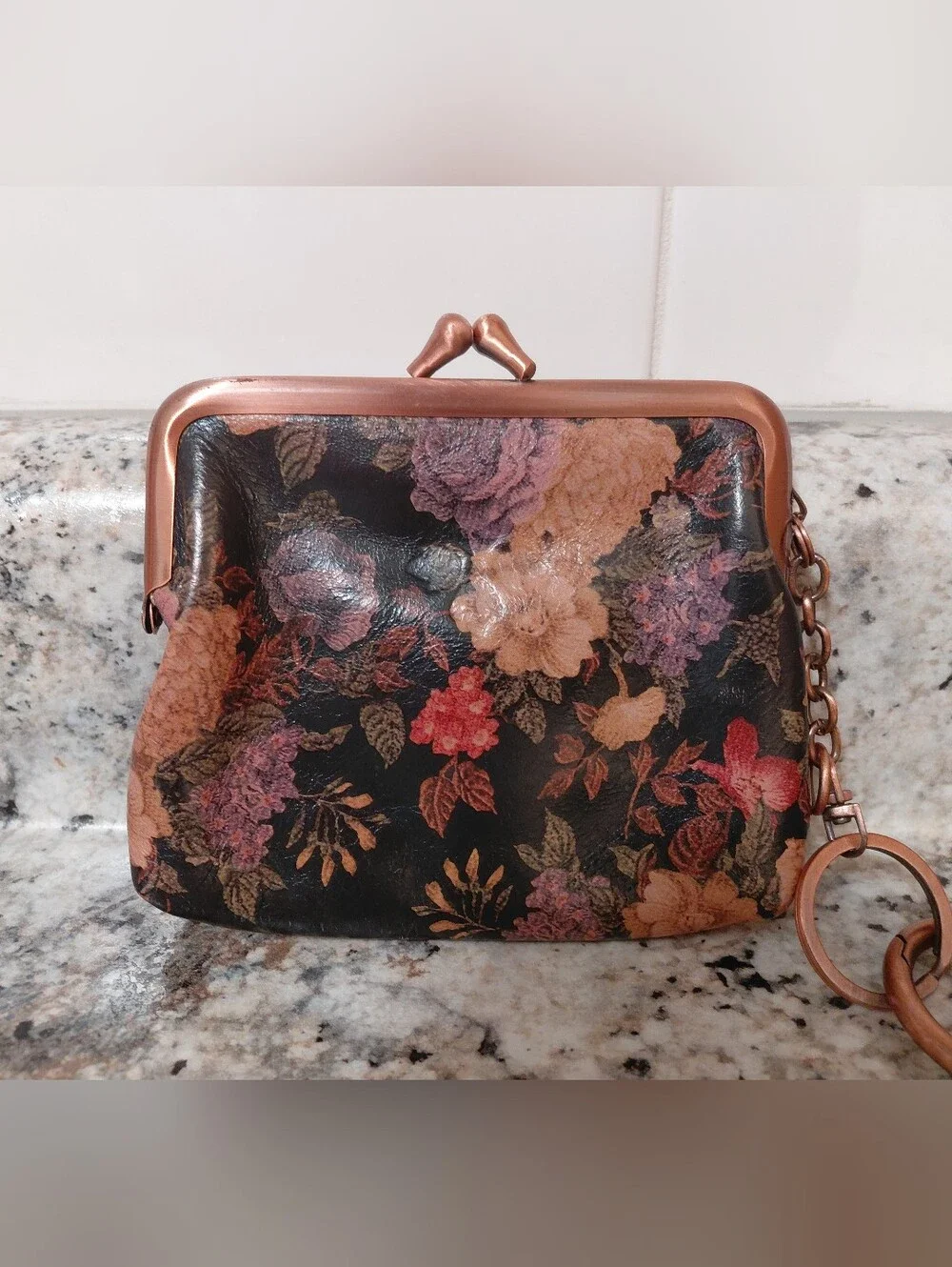 Patricia Nash Floral Coin Purse in Black with Multicolor Flowers